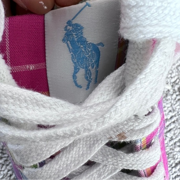 Ralph Lauren Polo Brisbane Pink Plaid Casual Fashion Sneakers Womens Size 10B - Picture 5 of 9